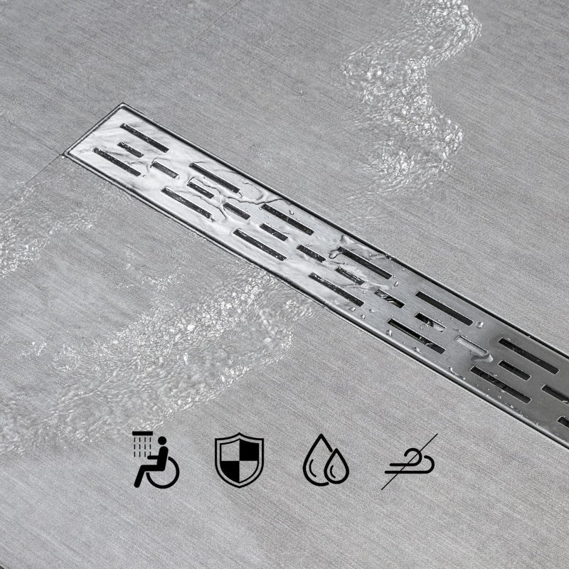 SaniteModar Linear Shower Drain, Shower Drain 24 inch High Water Flow Removable Grate, Brushed 304 Stainless Steel Linear Drain with Hair Strainer, Adjustable Leveling Feet - Image 2